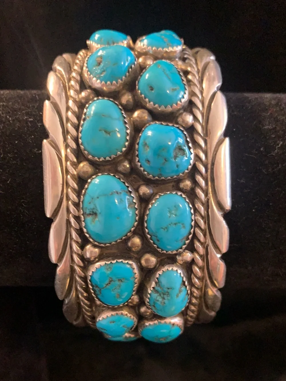 Handcrafted Sterling Silver Turquoise Cuff Bracelet - Turquoise Blue